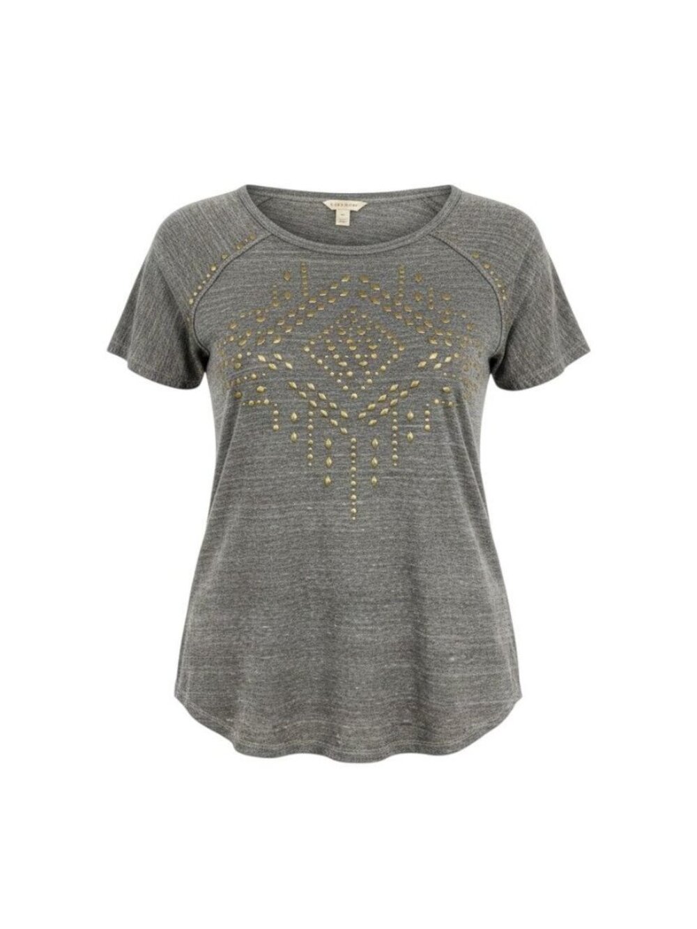 Lucky Brand Gray Short Sleeve Studded Tee Womens Size 1X